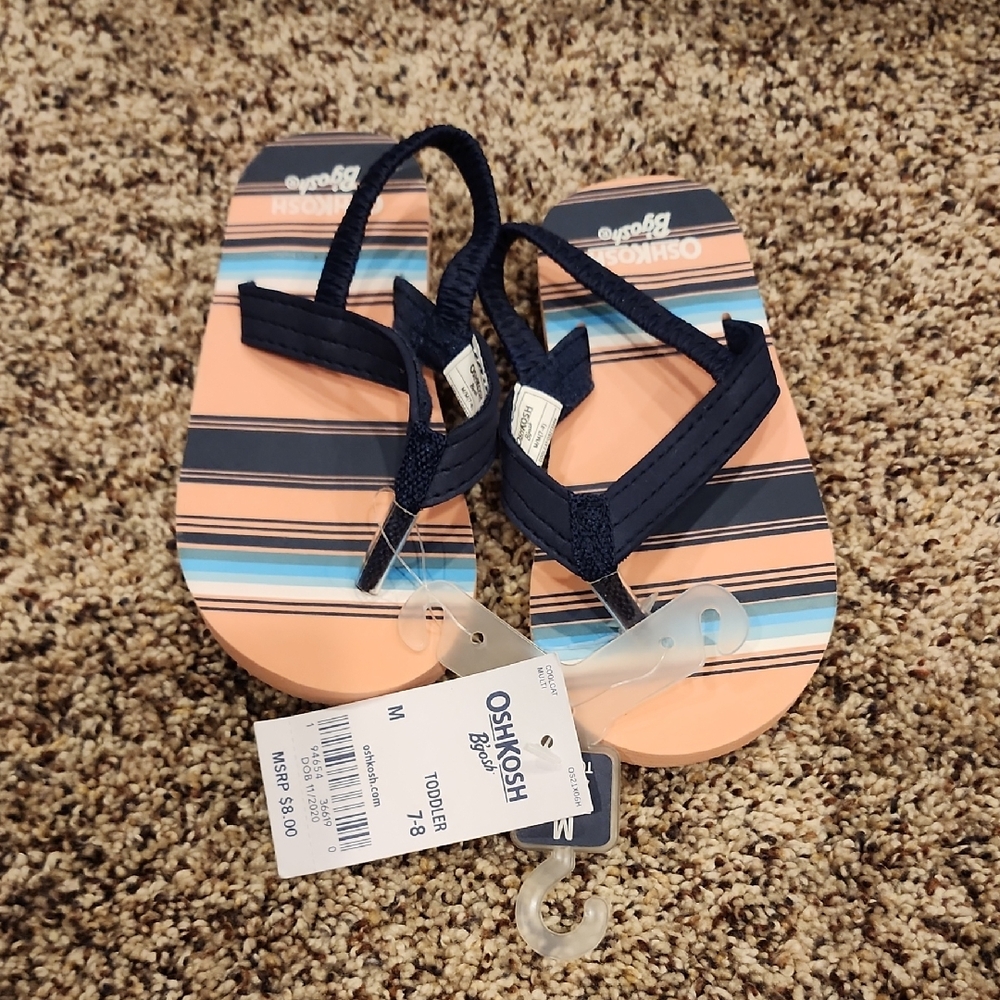 OshKosh B'gosh Navy and Peach Striped Sandals